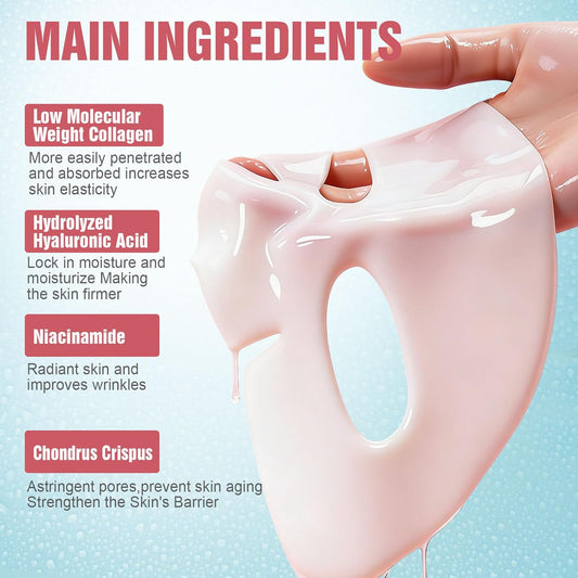 Deep Collagen Face Mask Overnight, Bio- Collagen Mask Real Deep Mask, Hydrating Hydrogel Masks with Low Molecular Collagen for Firming, Elasticity, Pore Minimizing 40G X 5Ea Mothers Day Gifts
