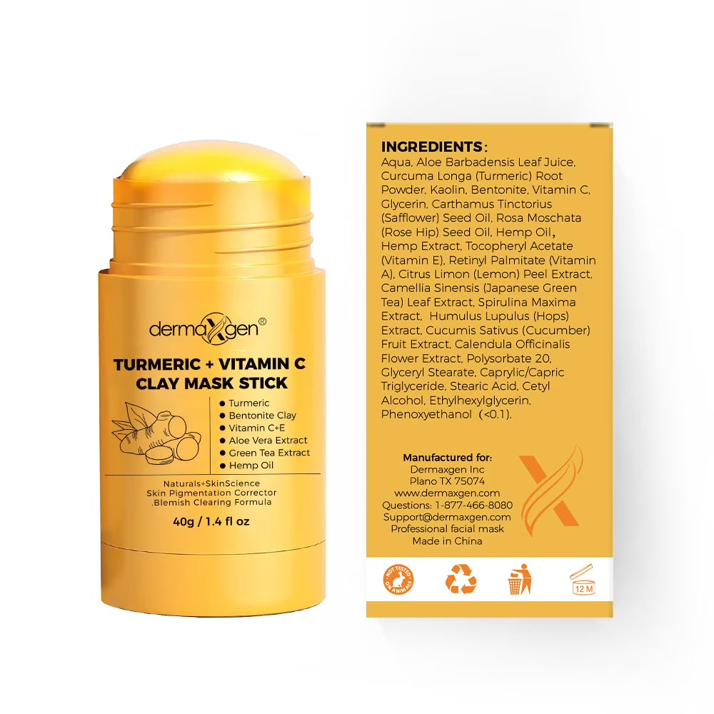 Revitalize Your Skin with DERMAXGEN Turmeric Clay Mask Stick - 40G/1.4 Fl Oz