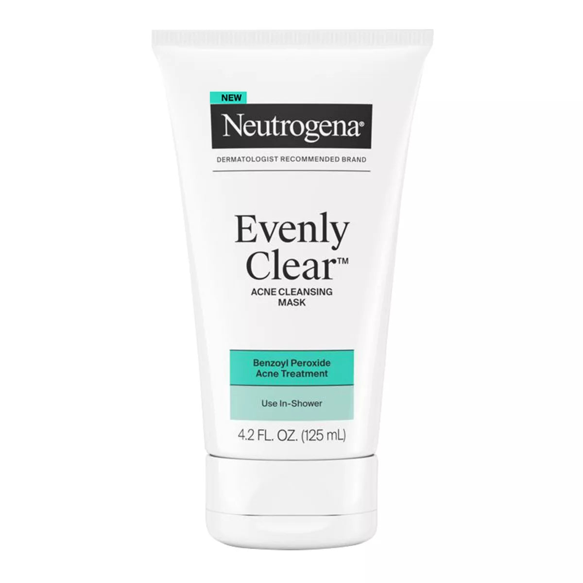 Neutrogena Evenly Clear Acne Cleansing Mask with Benzoyl Peroxide - 4.2 Fl Oz: No Fragrance Added, Vegan, Noncomedogenic