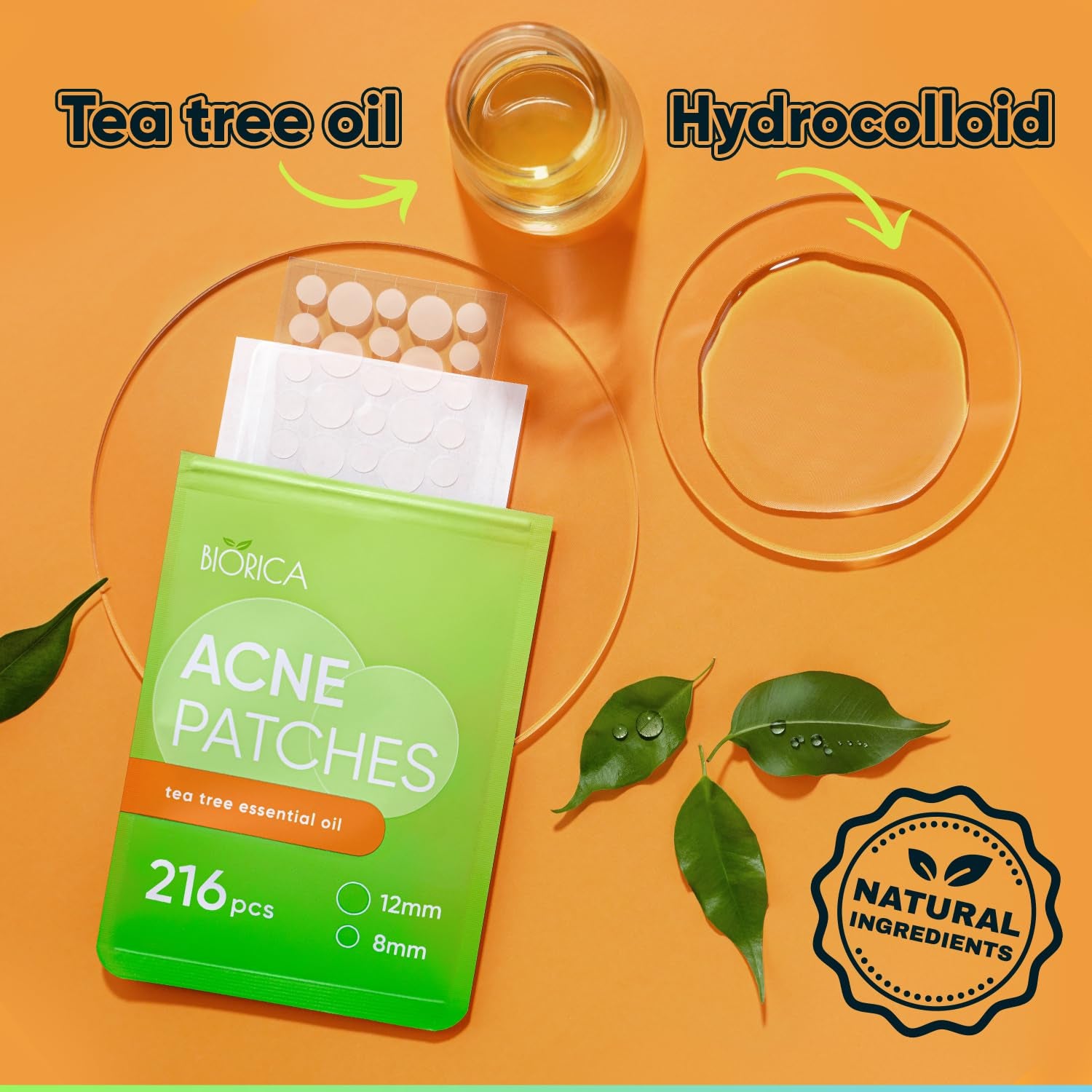 Transform Your Skin with Tea Tree Oil Hydrocolloid Acne Patches - 216 Count Blemish Treatment Dots and Stickers for Clearer, Healthier Complexion