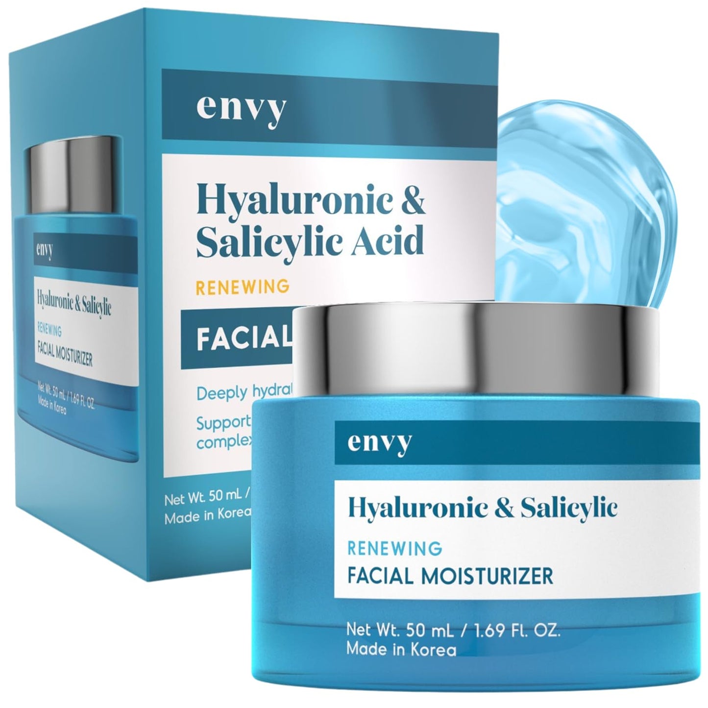 Revitalize Your Skin with Our Hyaluronic & Salicylic Acid Face Moisturizer - Hydrating, Anti-Aging Cream for All Skin Types - 1.69 Fl. Oz of Korean Skincare Excellence