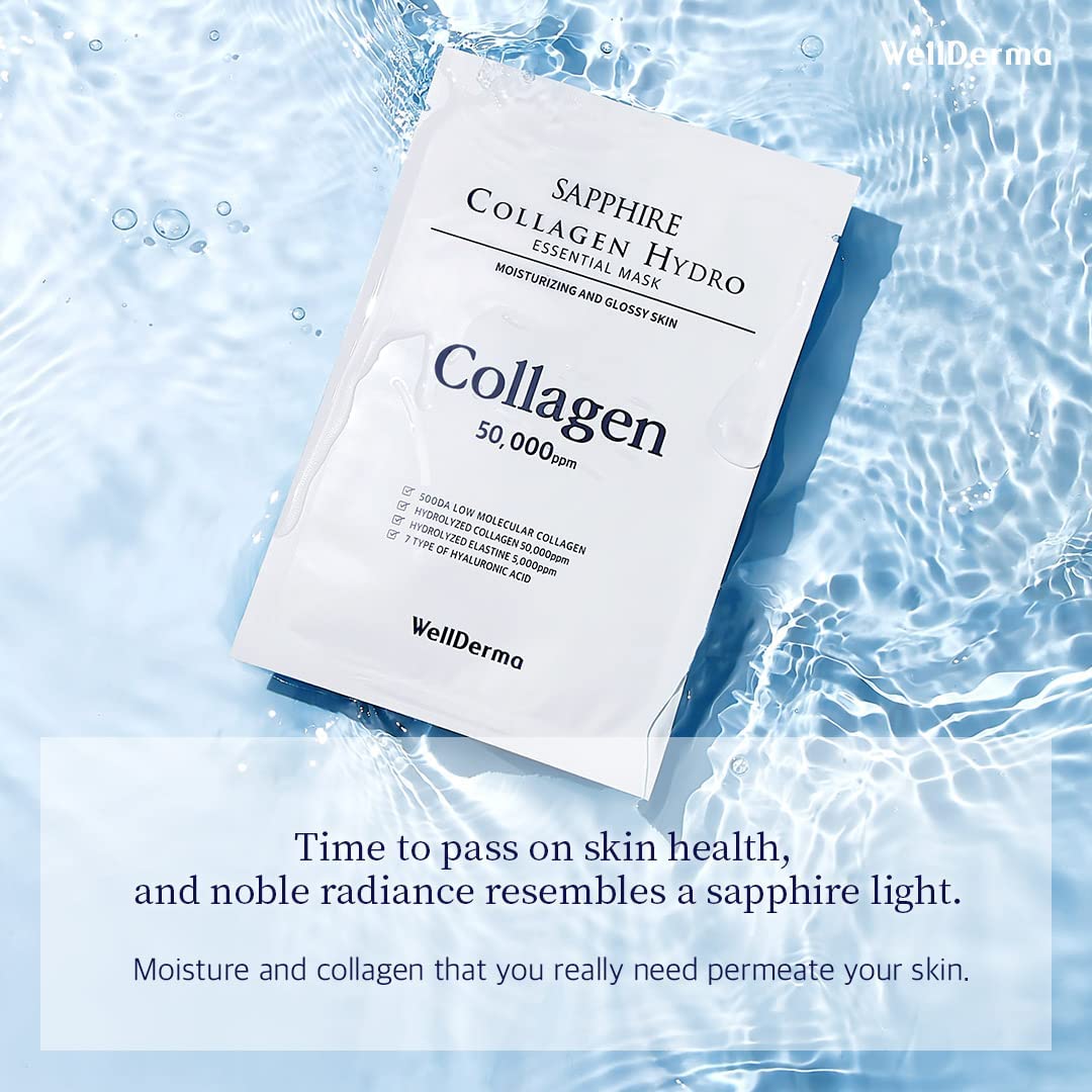 Revitalize Your Skin with Sapphire Collagen Hydro Essential Mask – 10 Luxurious Moisturizing & Soothing Sheets Infused with Collagen & Ceramide