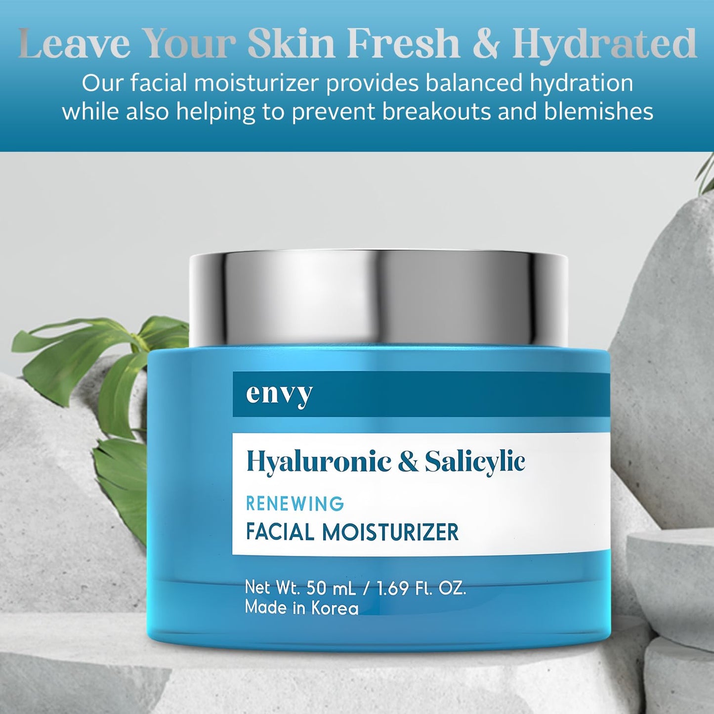 Revitalize Your Skin with Our Hyaluronic & Salicylic Acid Face Moisturizer - Hydrating, Anti-Aging Cream for All Skin Types - 1.69 Fl. Oz of Korean Skincare Excellence