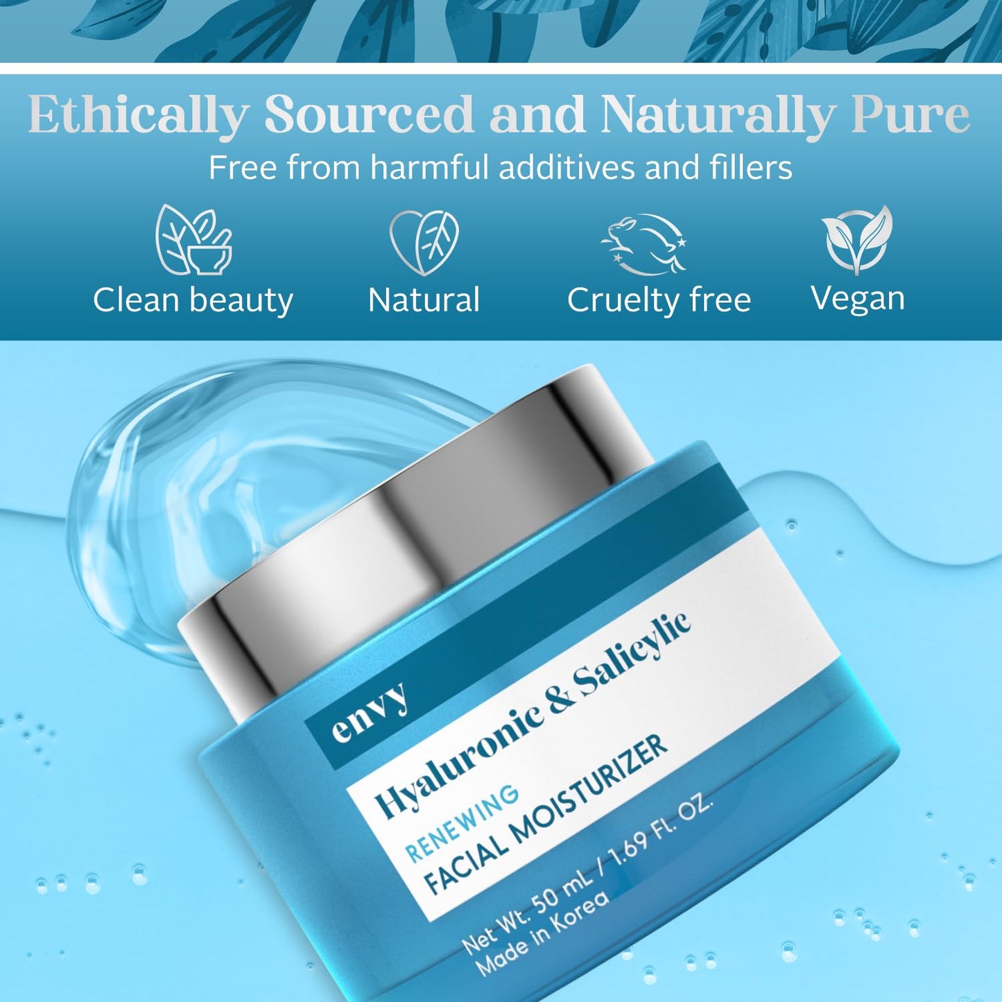 Revitalize Your Skin with Our Hyaluronic & Salicylic Acid Face Moisturizer - Hydrating, Anti-Aging Cream for All Skin Types - 1.69 Fl. Oz of Korean Skincare Excellence