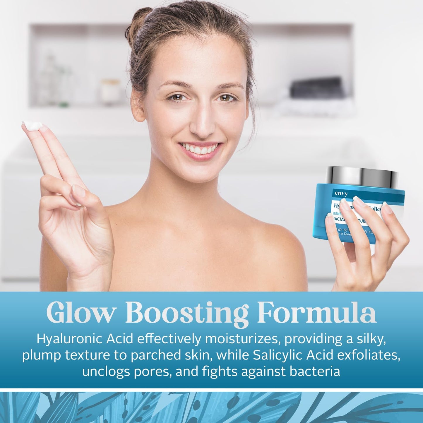 Revitalize Your Skin with Our Hyaluronic & Salicylic Acid Face Moisturizer - Hydrating, Anti-Aging Cream for All Skin Types - 1.69 Fl. Oz of Korean Skincare Excellence