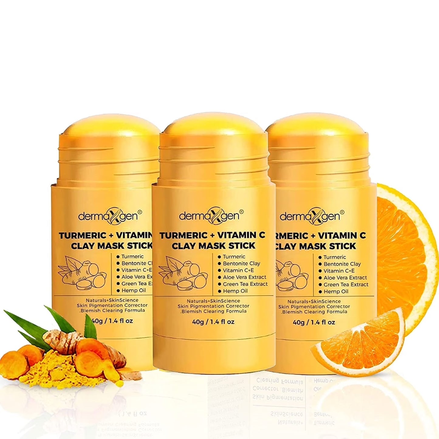 Revitalize Your Skin with DERMAXGEN Turmeric Clay Mask Stick - 40G/1.4 Fl Oz